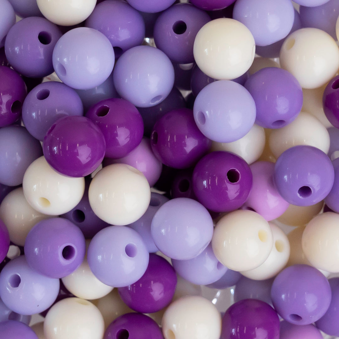 Purple Shade Round Pastel Plastic Beads