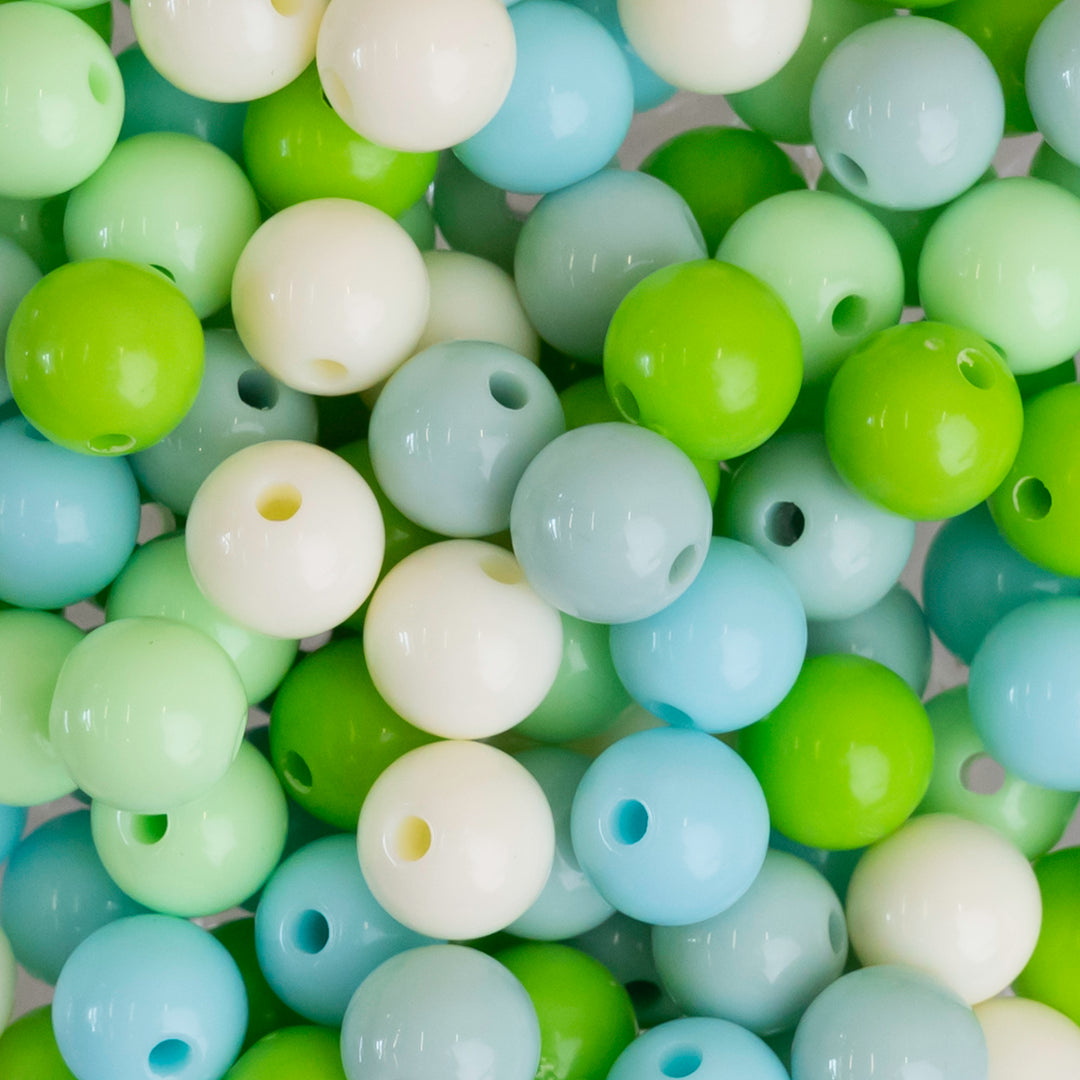 Green Shade Round Pastel Plastic Beads