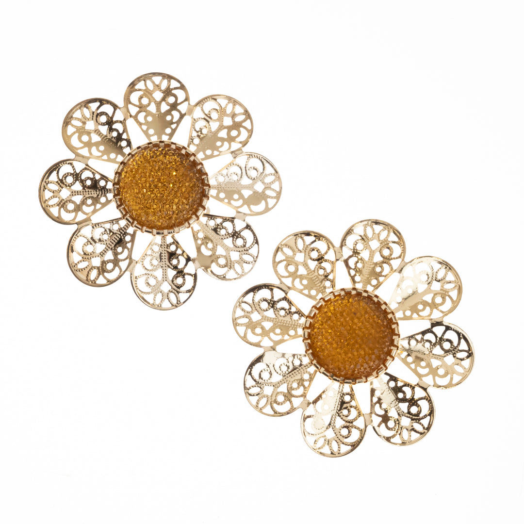 Stone Metal Flower | Size : 72mm | 04Pcs