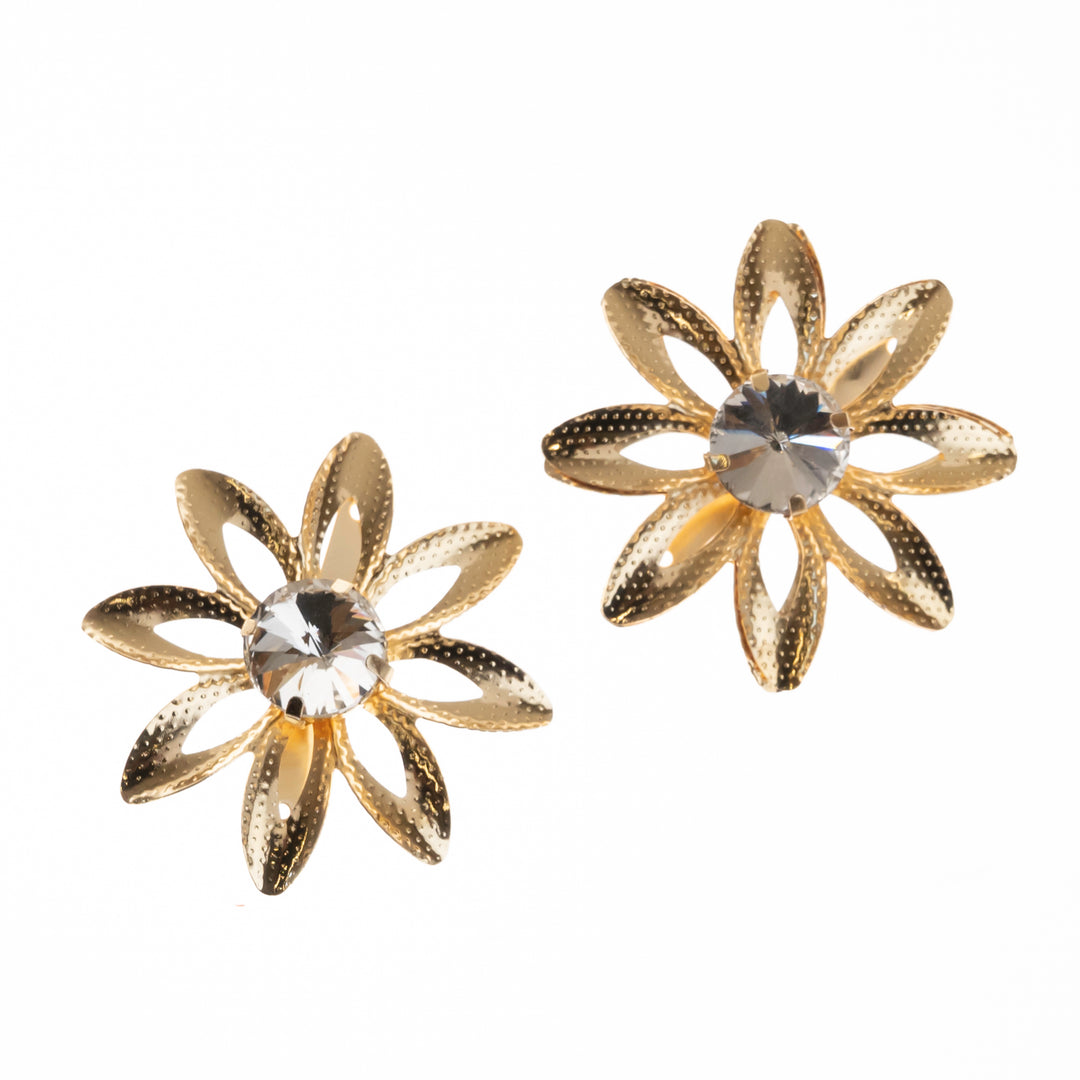 Stone Metal Flower | Size : 38mm | 10Pcs