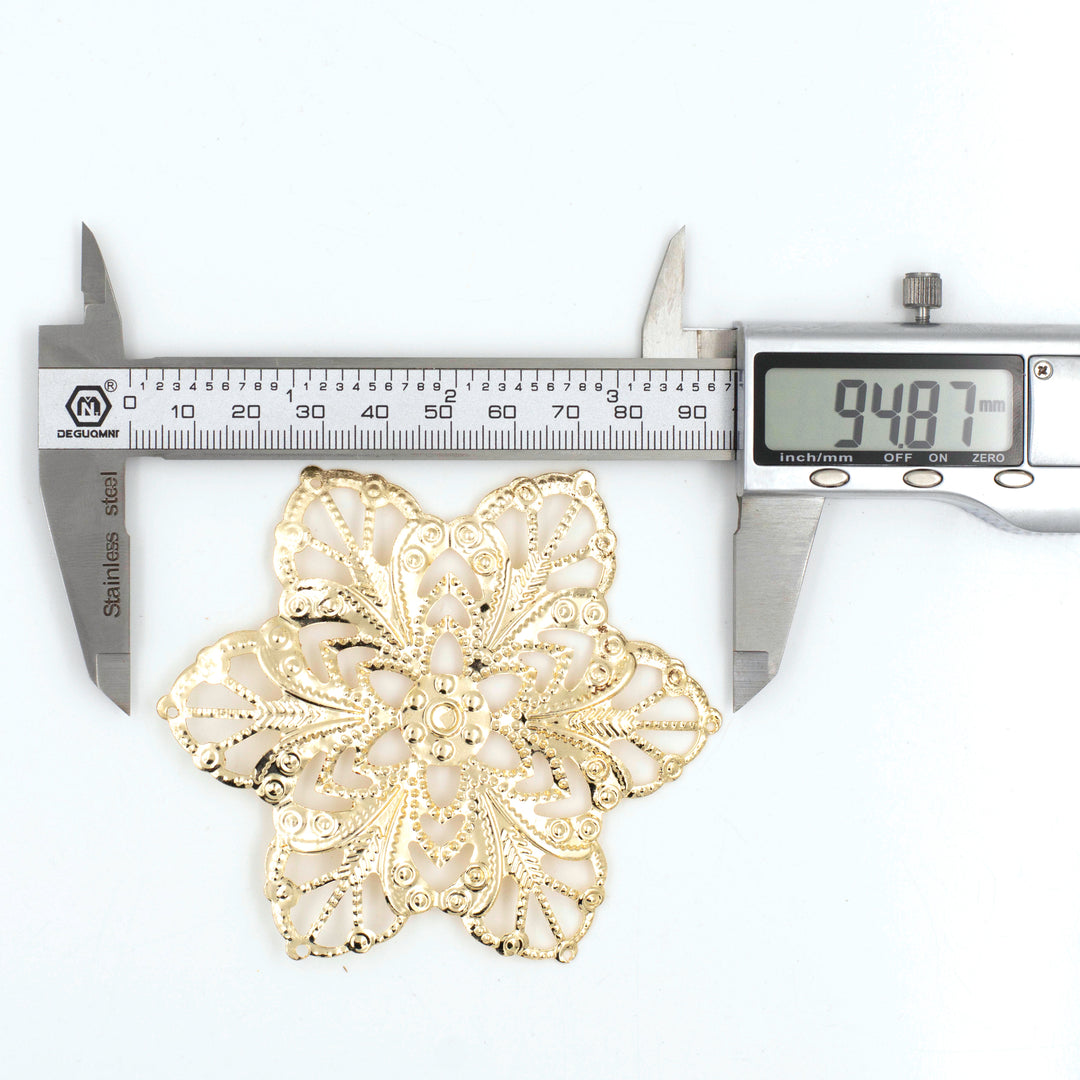 Metal Art Flower (F-10-23) | Size : 97mm | 10Pcs