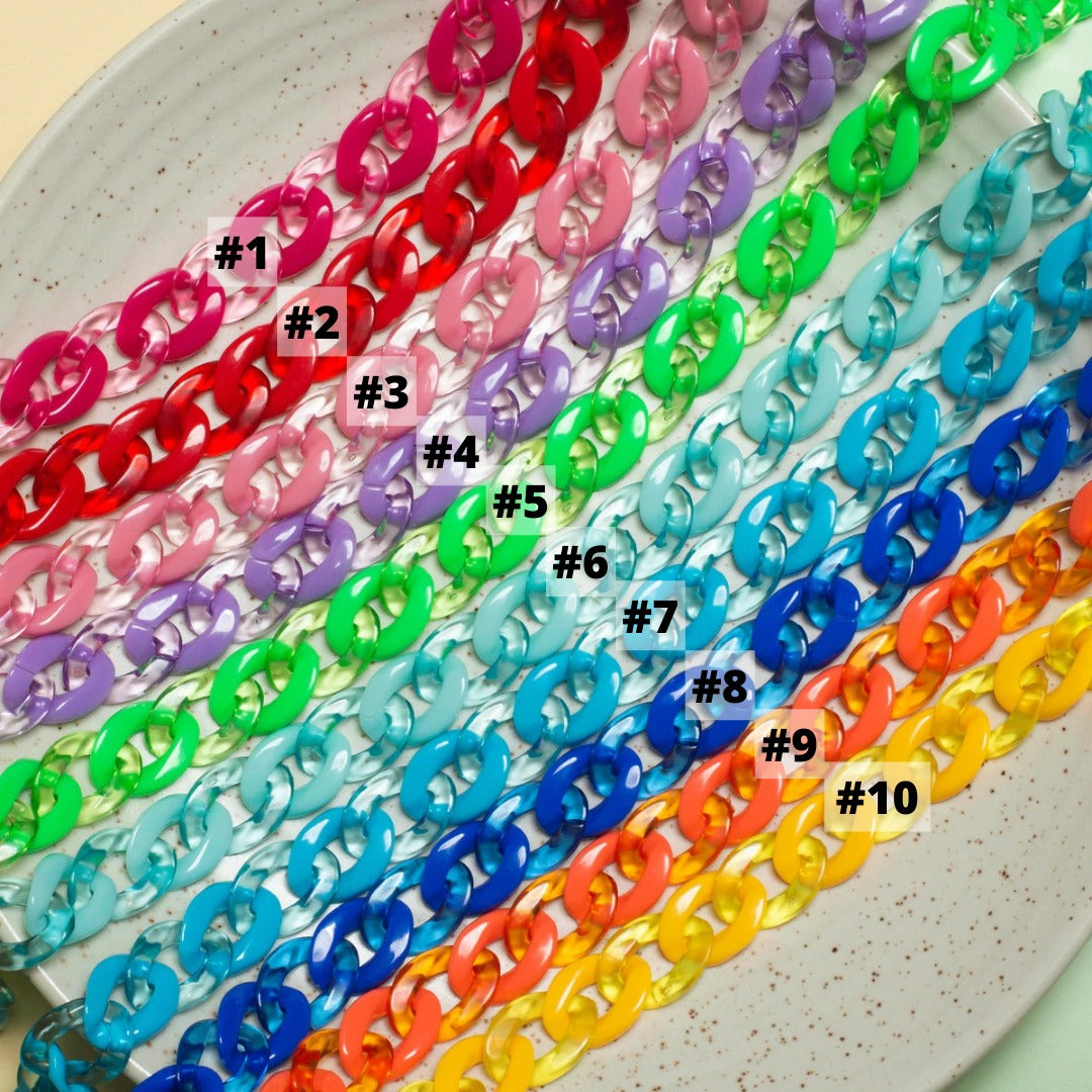 Matt Translucent Acrylic Chains | Size : H-22mm W-16mm | 1mtr | AC09